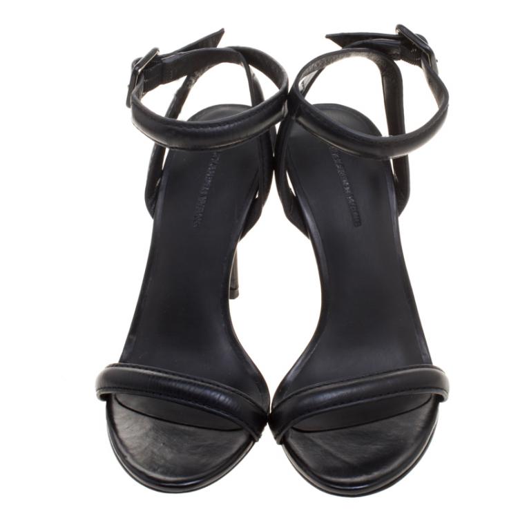Pre Owned Alexander Wang Black Leather Antonia Ankle Wrap Sandals Size 36