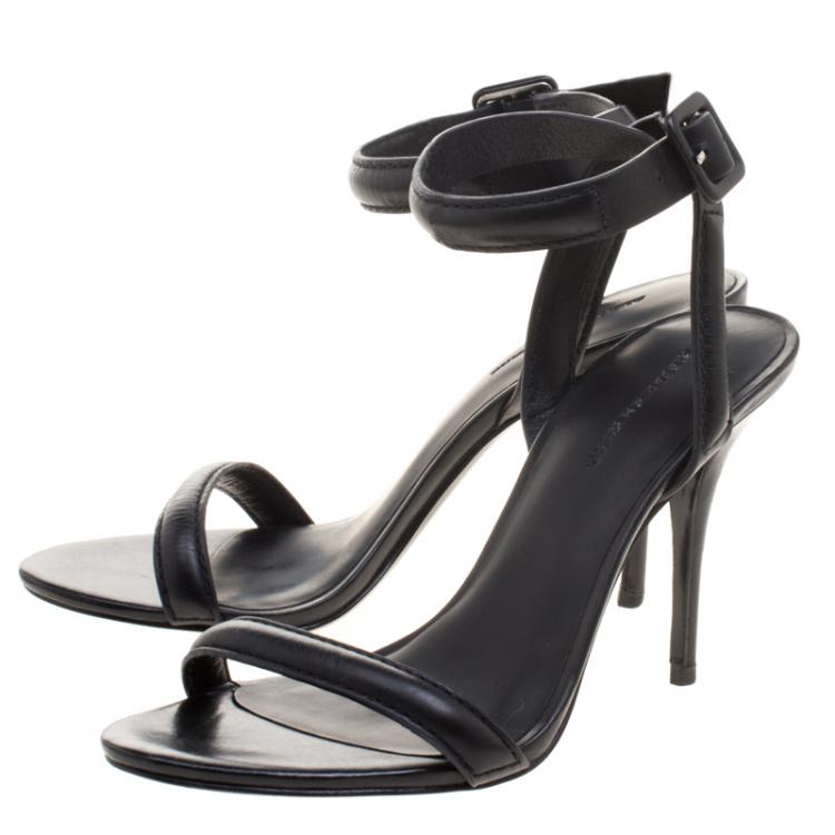 Pre Owned Alexander Wang Black Leather Antonia Ankle Wrap Sandals Size 36