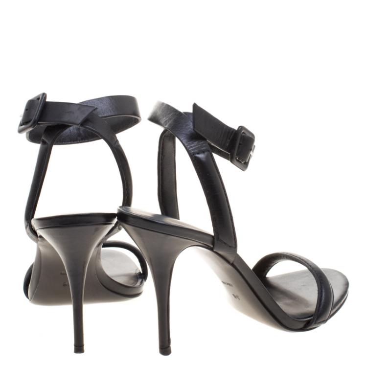 Pre Owned Alexander Wang Black Leather Antonia Ankle Wrap Sandals Size 36