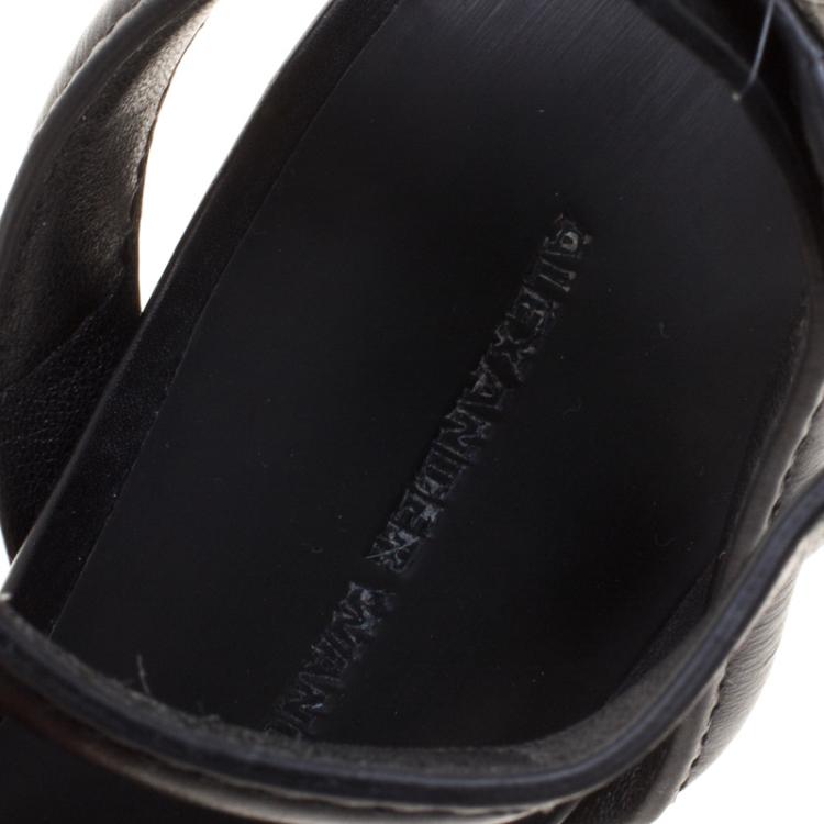 Pre Owned Alexander Wang Black Leather Antonia Ankle Wrap Sandals Size 36