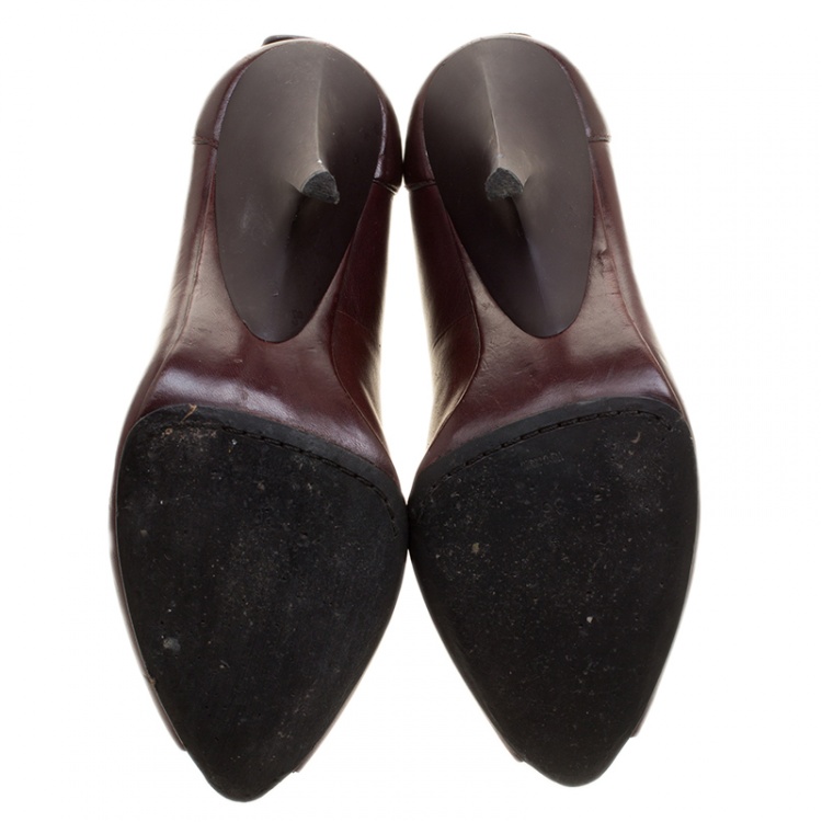Pre Owned Alexander Wang Burgundy Leather Siri Toe Ring Pumps Size 36