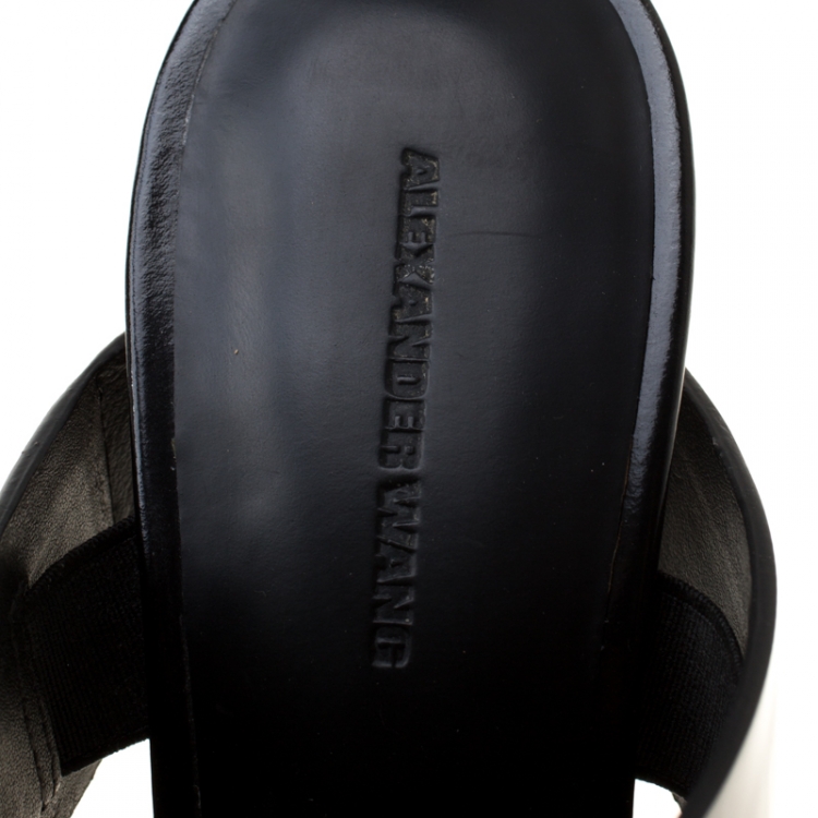 Pre Owned Alexander Wang Black Leather Masha Slide Sandals Size 38