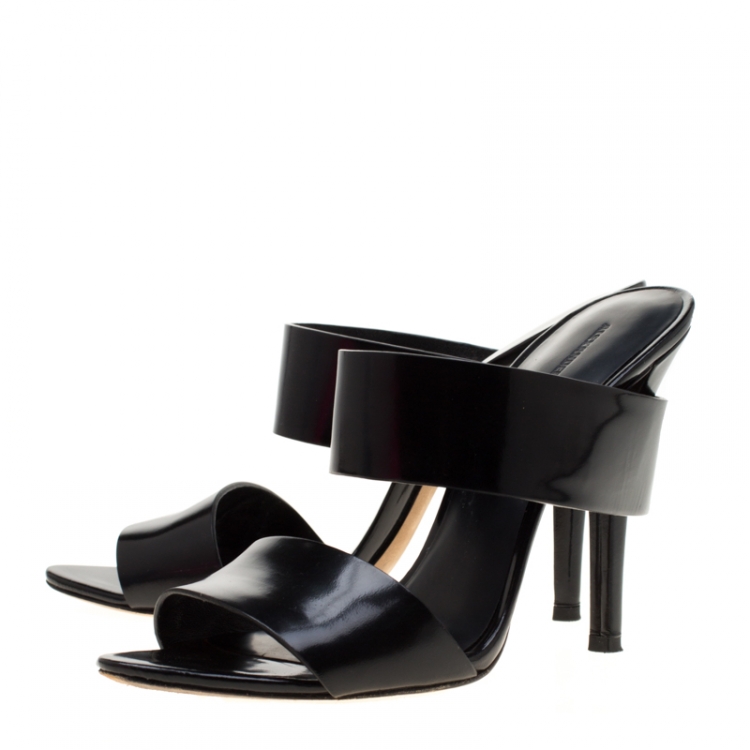 Pre Owned Alexander Wang Black Leather Masha Slide Sandals Size 38