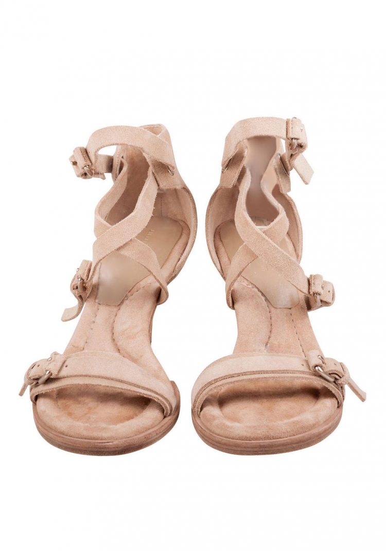 Pre Owned Alexander Wang Beige Suede Stella Multi Strap Heel Sandals Size 38