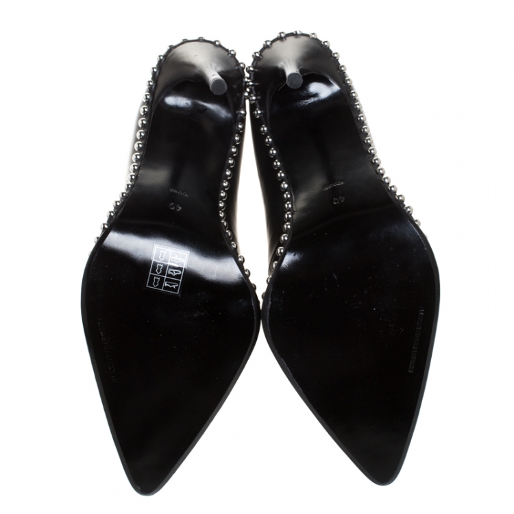 Pre Owned Alexander Wang Black Leather Eri Studded Ankle Booties Size 40