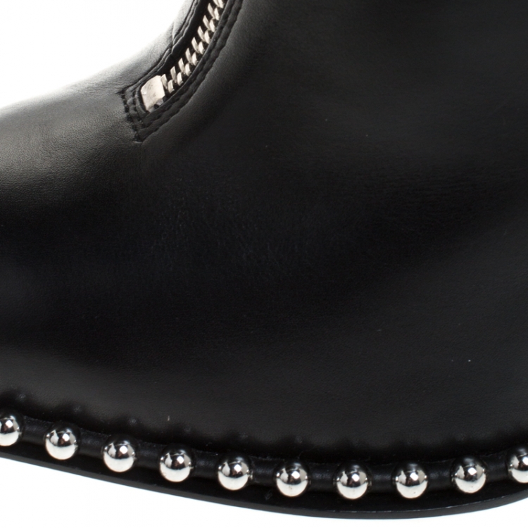 Pre Owned Alexander Wang Black Leather Eri Studded Ankle Booties Size 40