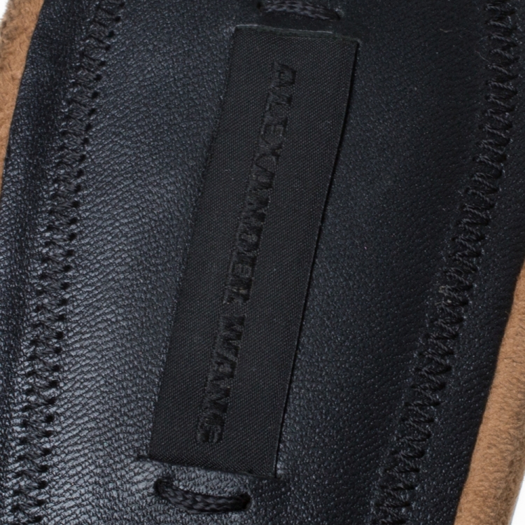 Pre Owned Alexander Wang Brown Suede Amelia Studded Flat Slides Size 38