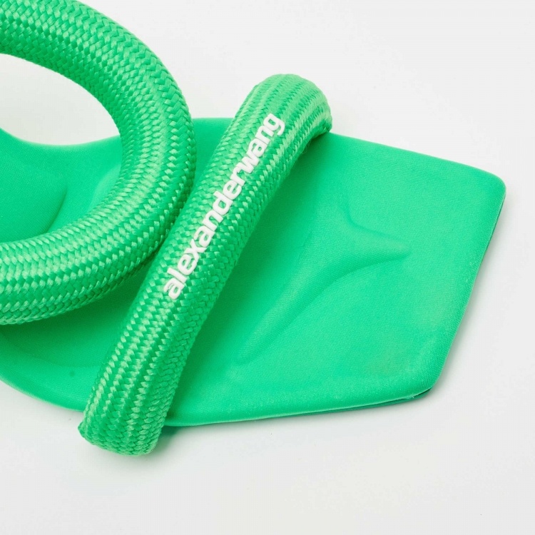 Pre Owned Alexander Wang Neon Green Woven Nylon Julie Sandals Size 38