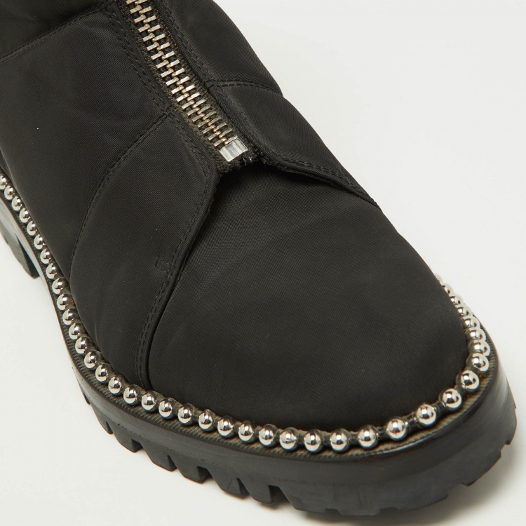 Pre Owned Alexander Wang Black Fabric Zip Detail Ankle Boots Size 40