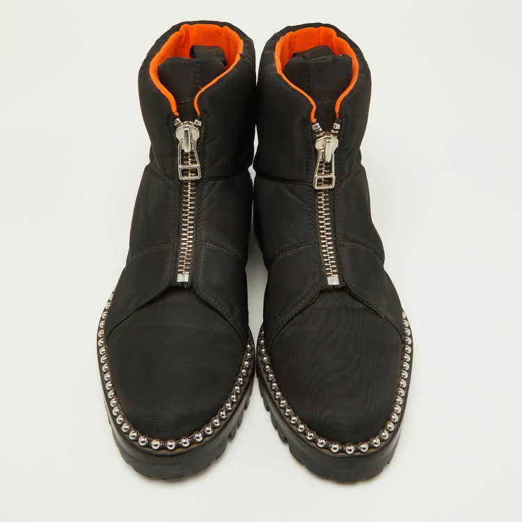 Pre Owned Alexander Wang Black Fabric Zip Detail Ankle Boots Size 40