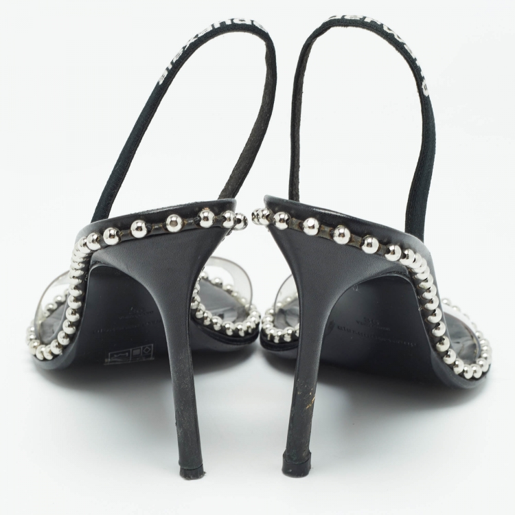 Pre Owned Alexander Wang Black Leather and PVC Nova Slingback Sandals Size 36