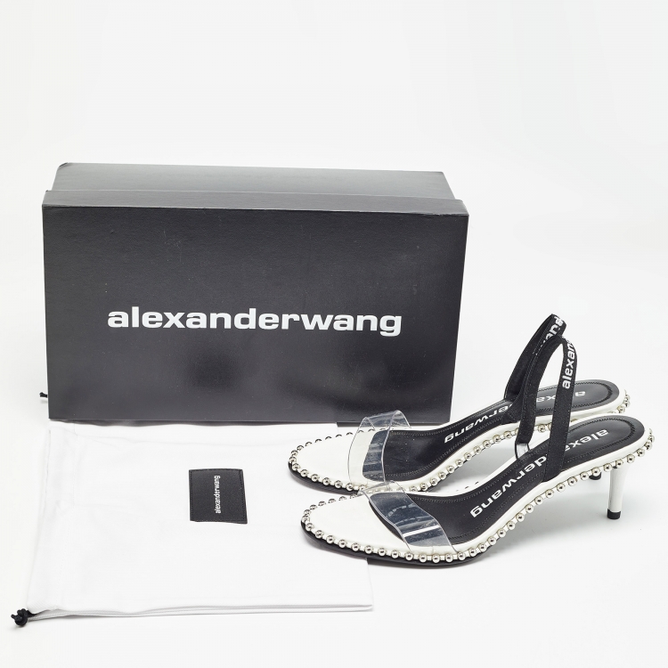 Pre Owned Alexander Wang White Leather and PVC  Nova Slingback Sandals Size 38 