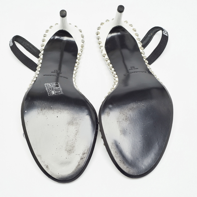 Pre Owned Alexander Wang White Leather and PVC  Nova Slingback Sandals Size 38 