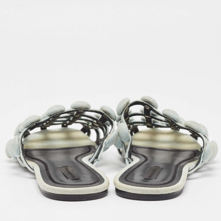 Pre Owned Alexander Wang Light Blue Denim Amelia Flat Slides Size 40