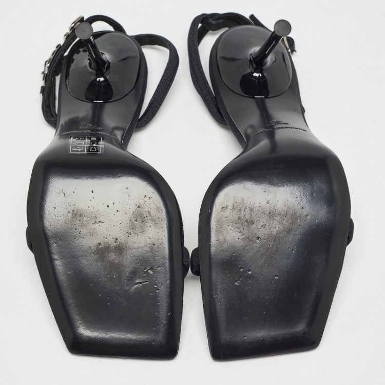Pre Owned Alexander Wang Black Fabric Julie Sandals Size 39