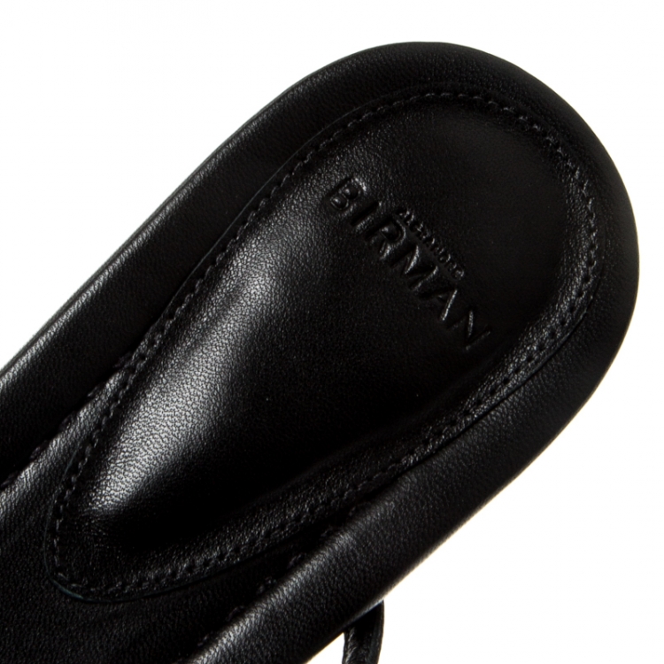 Pre Owned Alexandre Birman Black Leather Strappy Flat Sandals Size 39