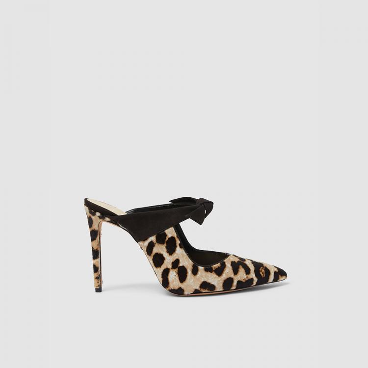 leopard print heeled mules