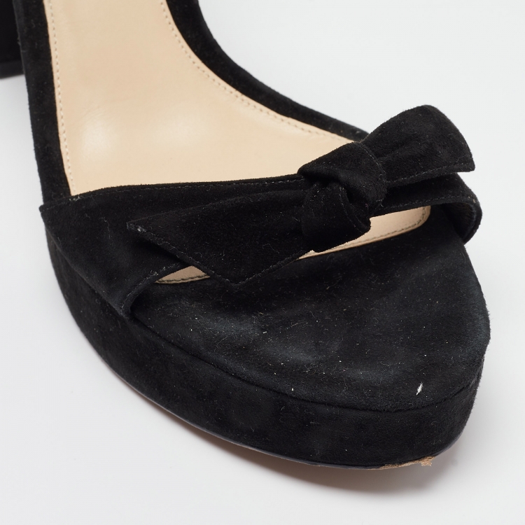 Pre Owned Alexandre Birman Black Suede Curve 90 Ankle Strap Sandals Size 42
