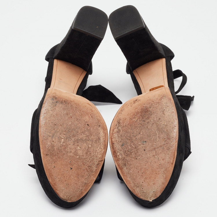 Pre Owned Alexandre Birman Black Suede Curve 90 Ankle Strap Sandals Size 42