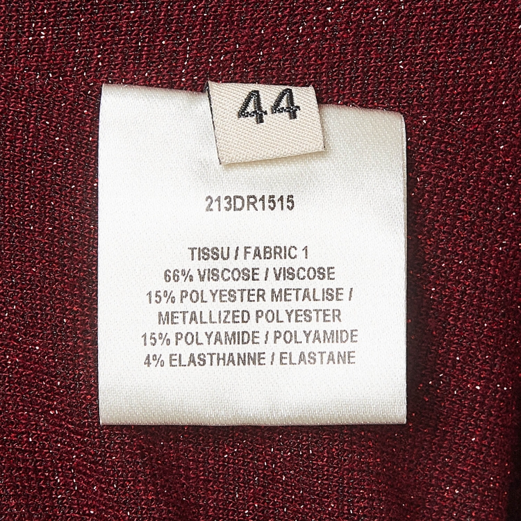 Pre Owned Alexander Vautheir Red Lurex Knit Ruched Dress M