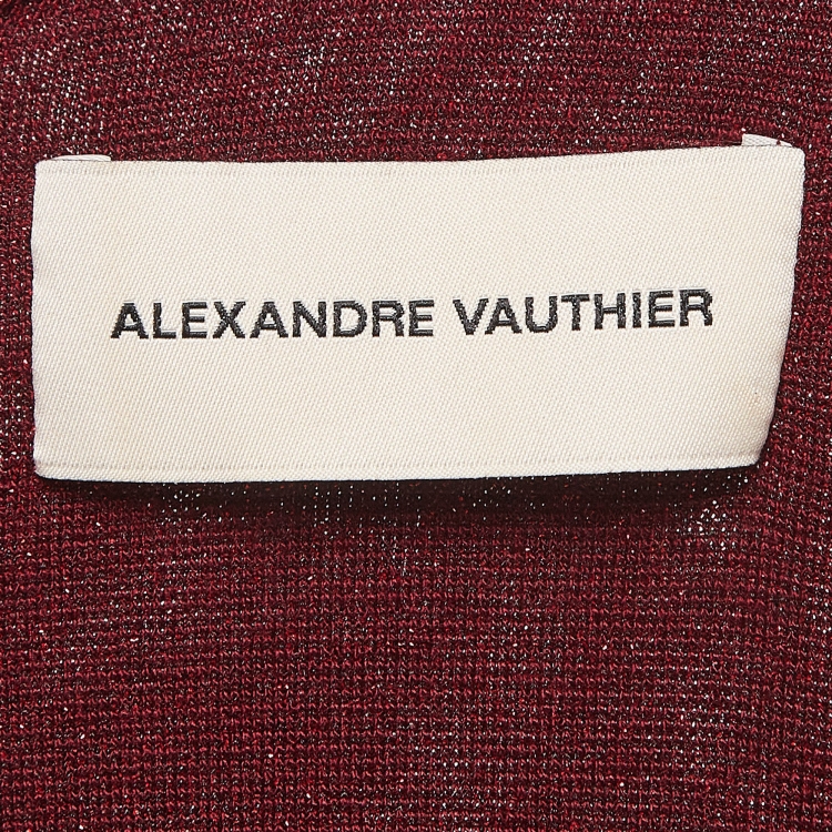 Pre Owned Alexander Vautheir Red Lurex Knit Ruched Dress M
