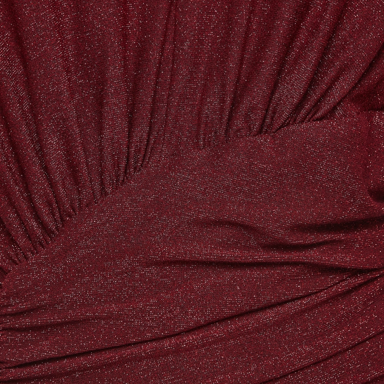 Pre Owned Alexander Vautheir Red Lurex Knit Ruched Dress M