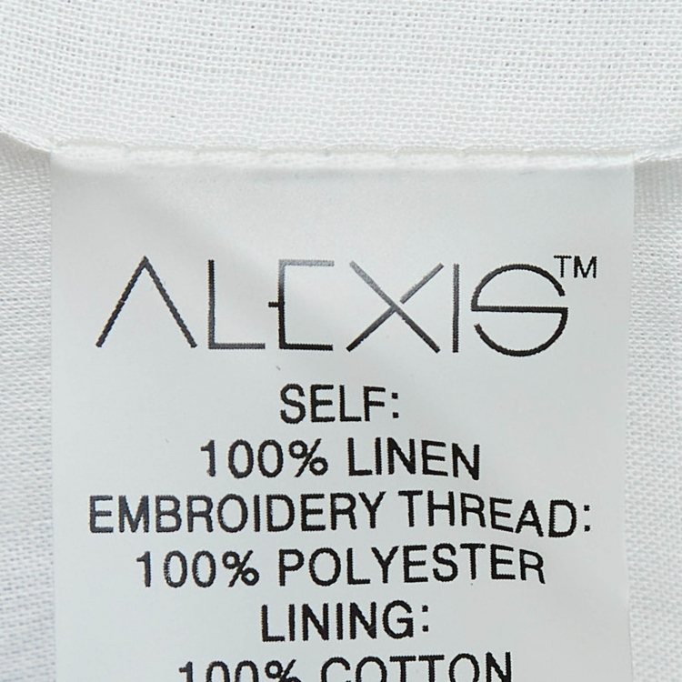 مملوكة مسبقًا Alexis White/Blue Embroidered Linen Crop Top S