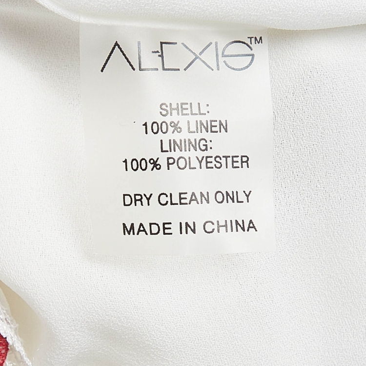 Pre Owned Alexis White/Red Eyelet Linen Midi Dress S