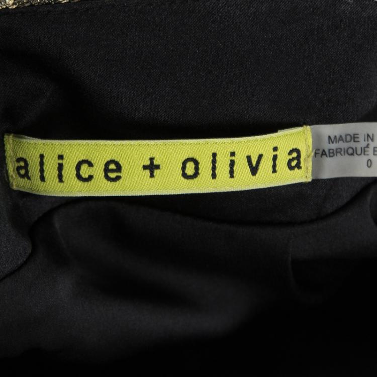 Pre Owned Alice + Olivia Metallic Lurex Paisley Pattern Yolanda Mini Skirt XS
