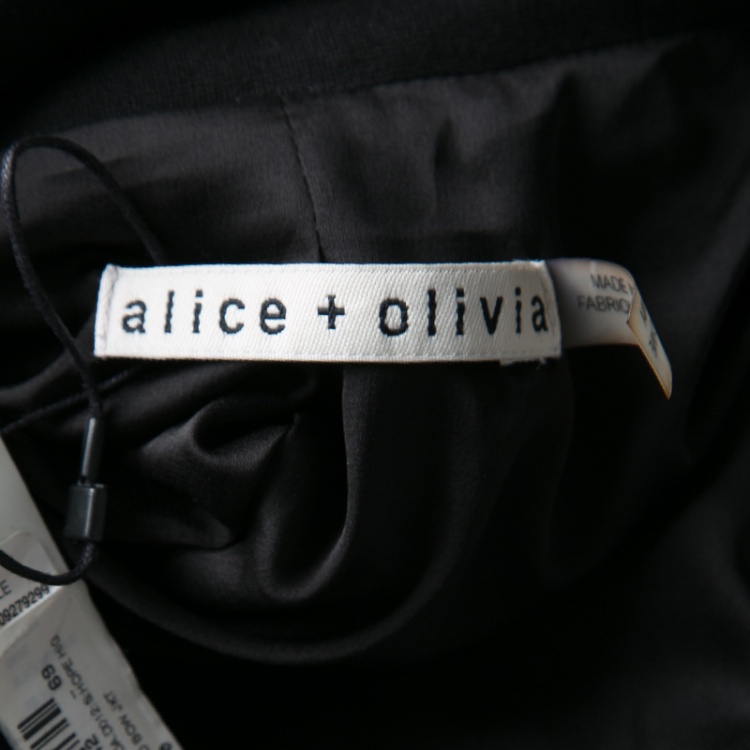 Pre Owned Alice + Olivia Black Lurex Knit Bow Detail Cropped Hope Jacket S