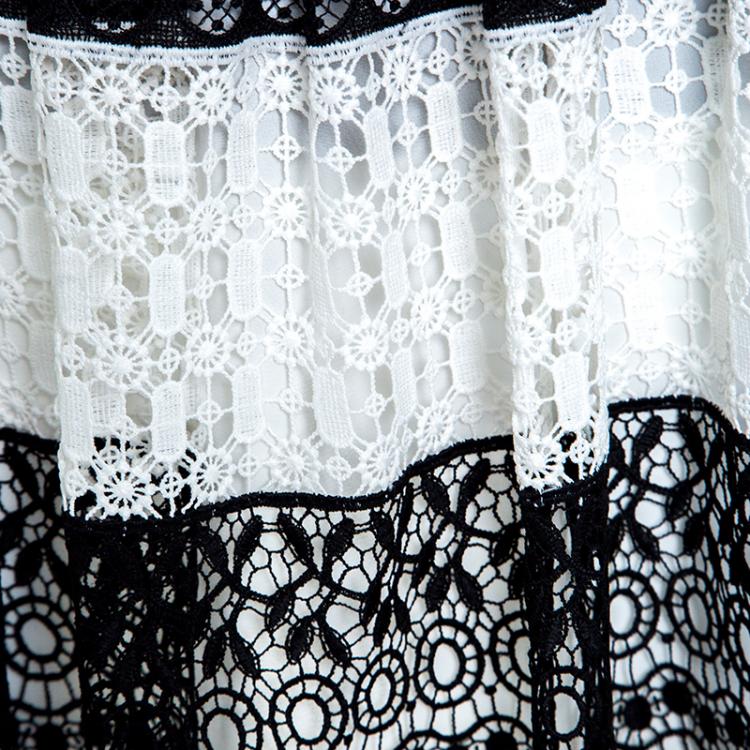 مملوكة مسبقًا Alice + Olivia Black Floral Embroidered Stripe Detail Birdie Skirt M