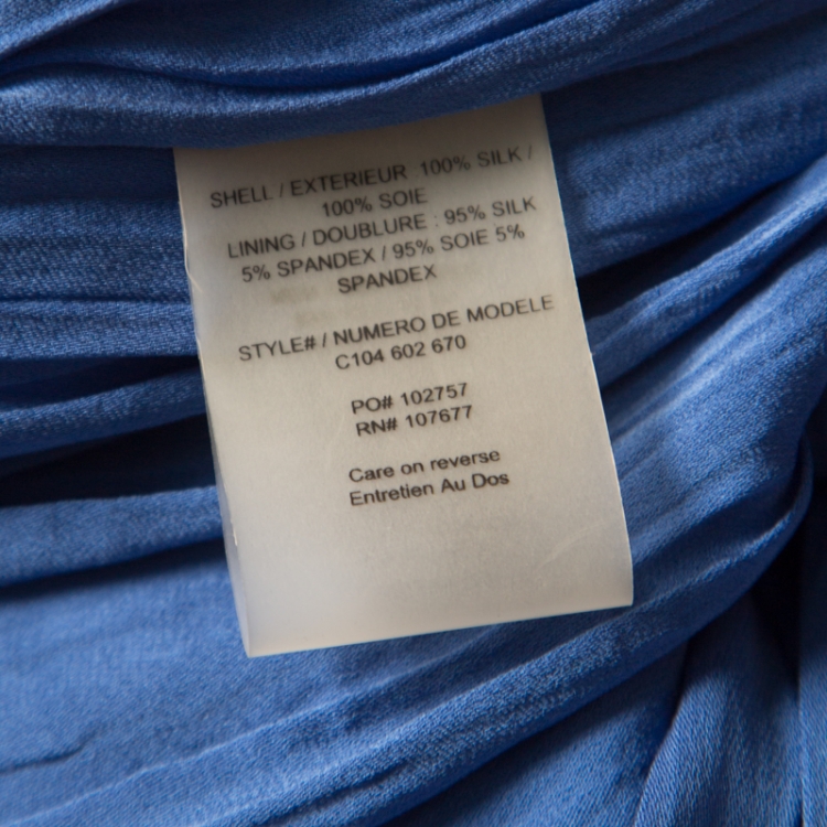 Pre Owned Alice + Olivia Indigo Tie Dyed Crinkled Silk Stevie Maxi Dress L