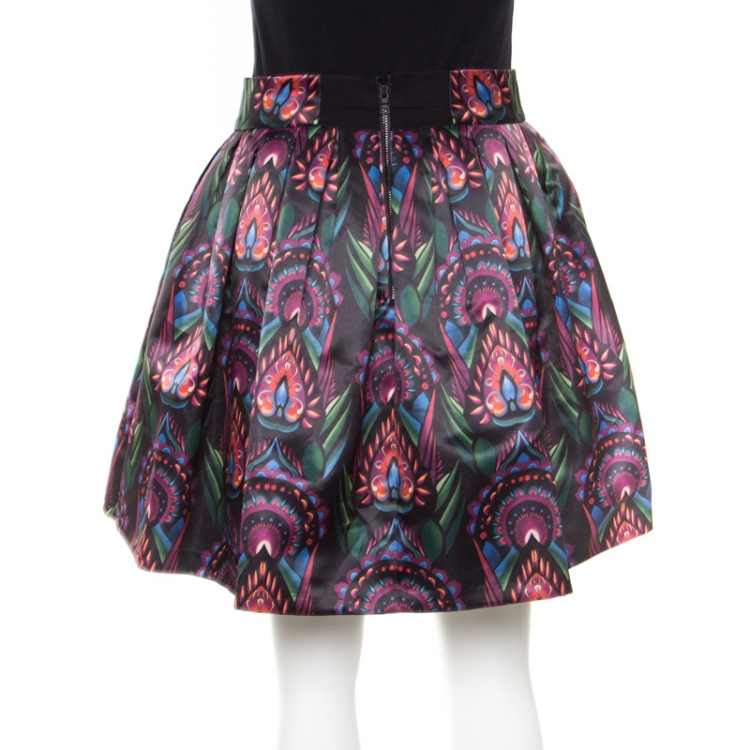 Pre Owned Alice + Olivia Ombre Deco Printed Pleated A Line Stora Skirt XS