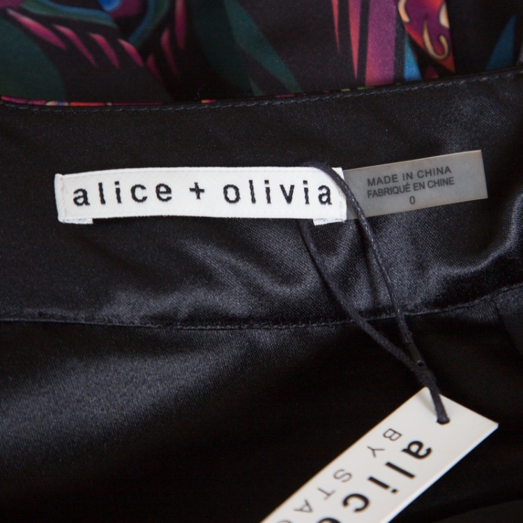 Pre Owned Alice + Olivia Ombre Deco Printed Pleated A Line Stora Skirt XS
