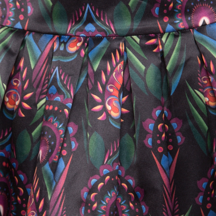 Pre Owned Alice + Olivia Ombre Deco Printed Pleated A Line Stora Skirt XS