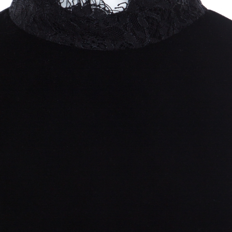 Pre Owned Alice + Olivia Black Velvet and Lace Jenny Top M 