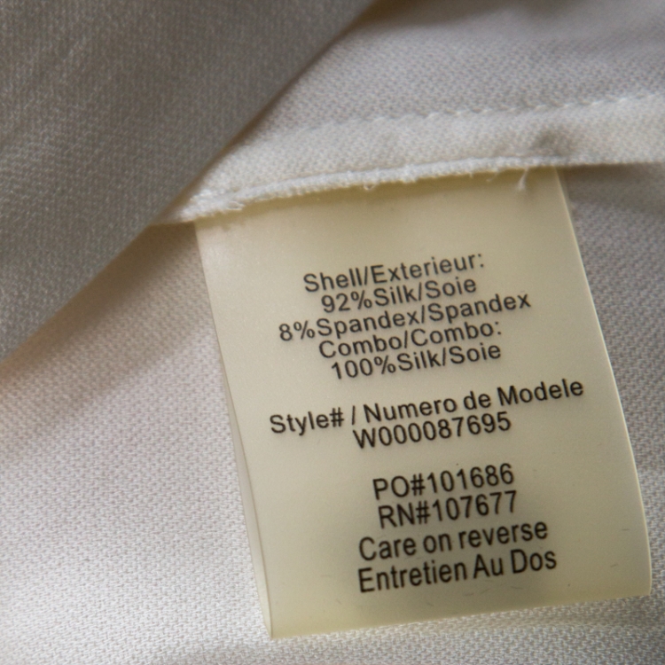 Pre Owned Alice + Olivia White Silk Pleated Sleeves Black Neck Tie Shirt L