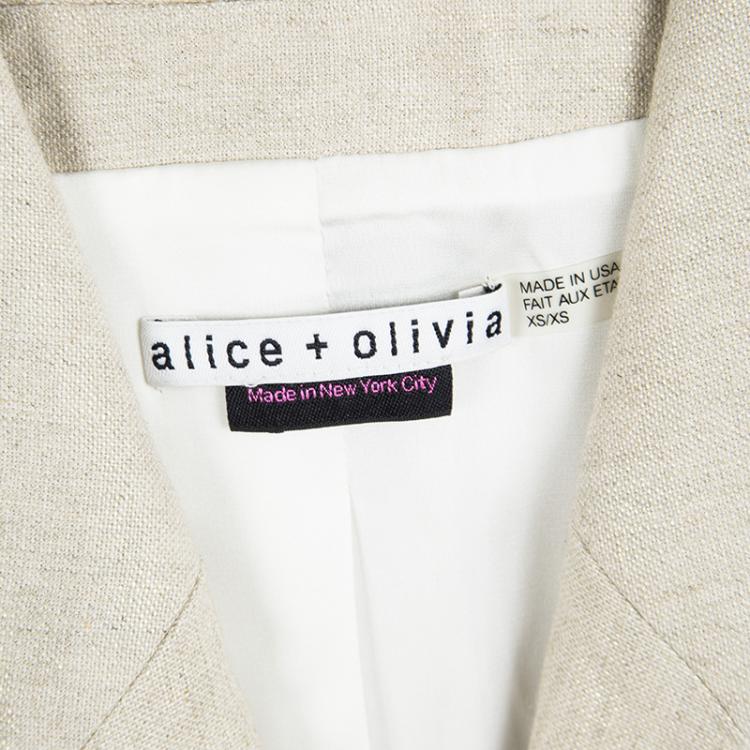 Pre Owned Alice + Olivia Metallic Beige Linen Blazer XS