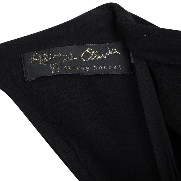 Pre Owned Alice + Olivia Black Cowl Neck Cutout Back Detail Draped Maxi Dress S