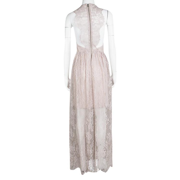 مملوكة مسبقًا Alice + Olivia Blush Pink Floral Lace Julissa Maxi Dress L