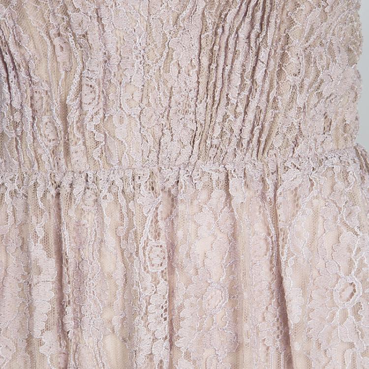 مملوكة مسبقًا Alice + Olivia Blush Pink Floral Lace Julissa Maxi Dress L
