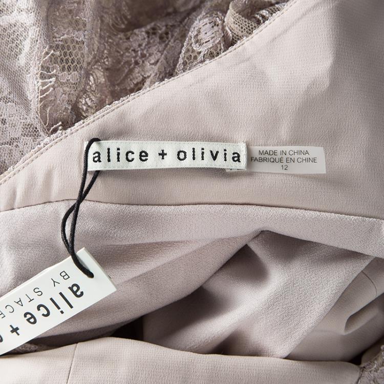 مملوكة مسبقًا Alice + Olivia Blush Pink Floral Lace Julissa Maxi Dress L
