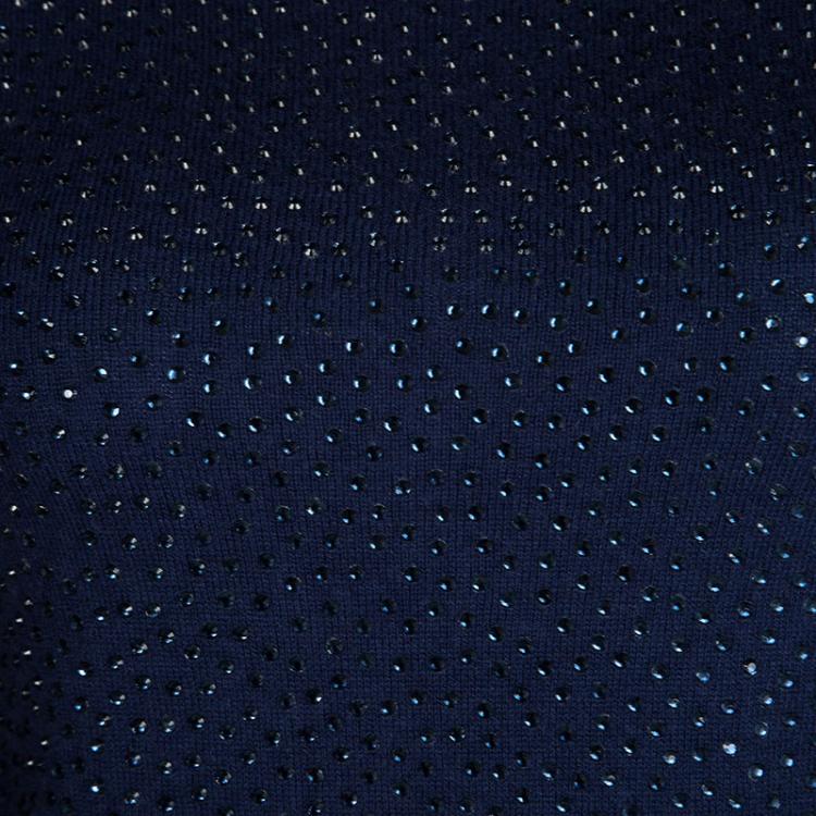 Pre Owned Alice + Olivia Navy Blue Crystal Embellished Sweater XS