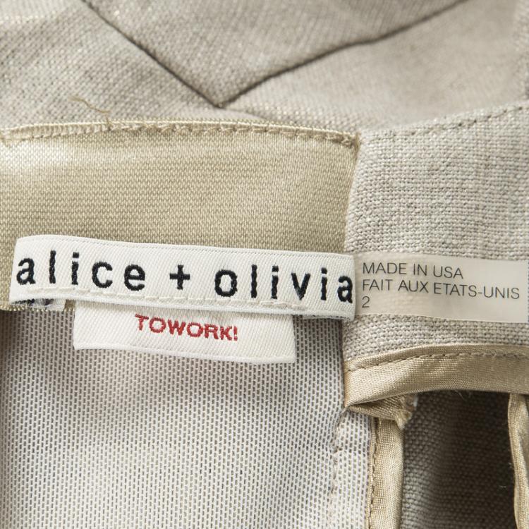 Pre Owned Alice + Olivia To Work  Beige Linen Sleeveless Peplum Dress S