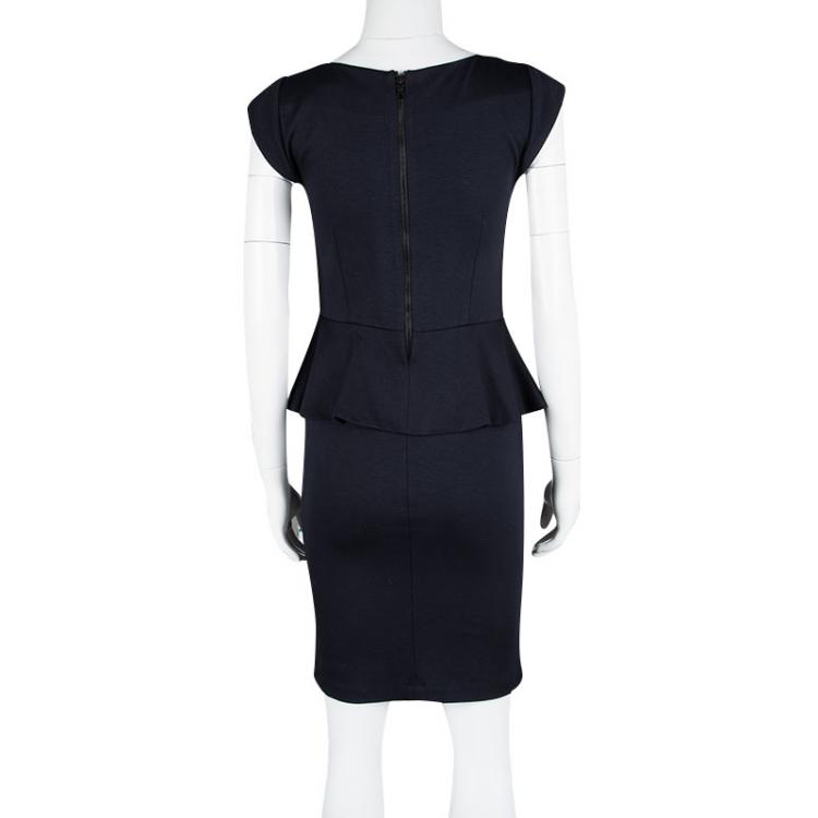 Pre Owned Alice + Olivia Navy Blue Cap Sleeve Victoria Peplum Dress M