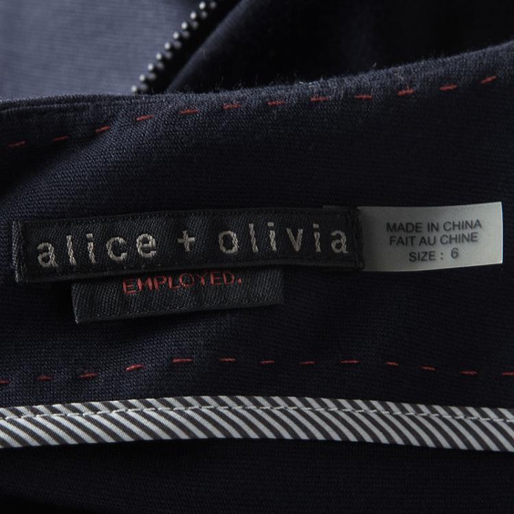 Pre Owned Alice + Olivia Navy Blue Cap Sleeve Victoria Peplum Dress M