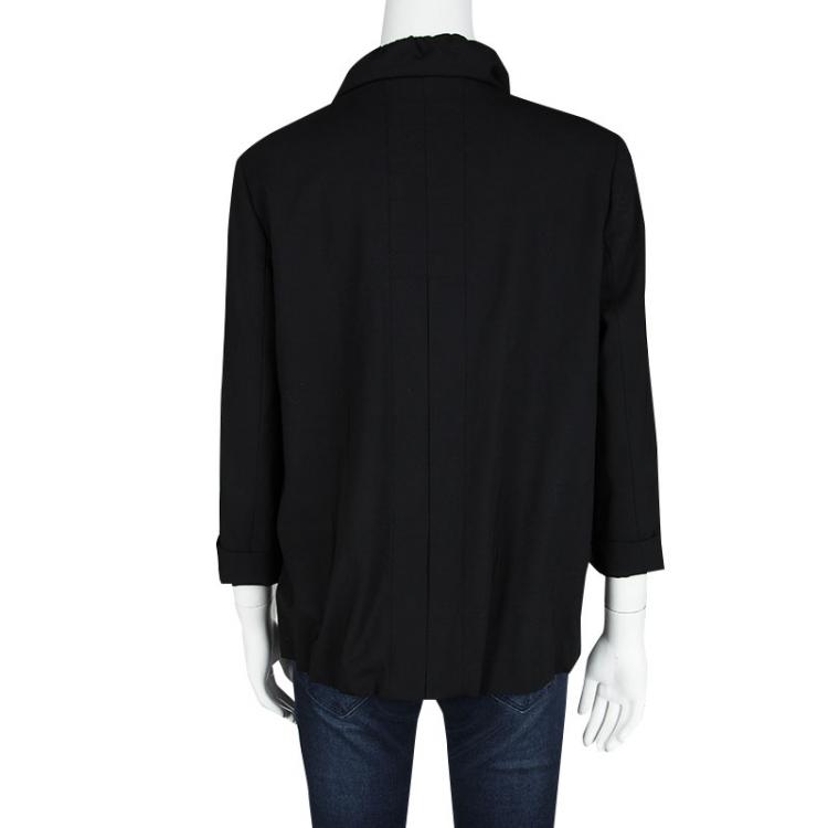 Pre Owned Alice + Olivia Black Wool Ruffle Detail Jacket M