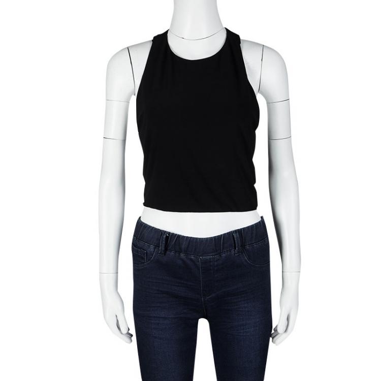 Pre Owned Alice + Olivia AIR Black Sleeveless T Back Crop Top M