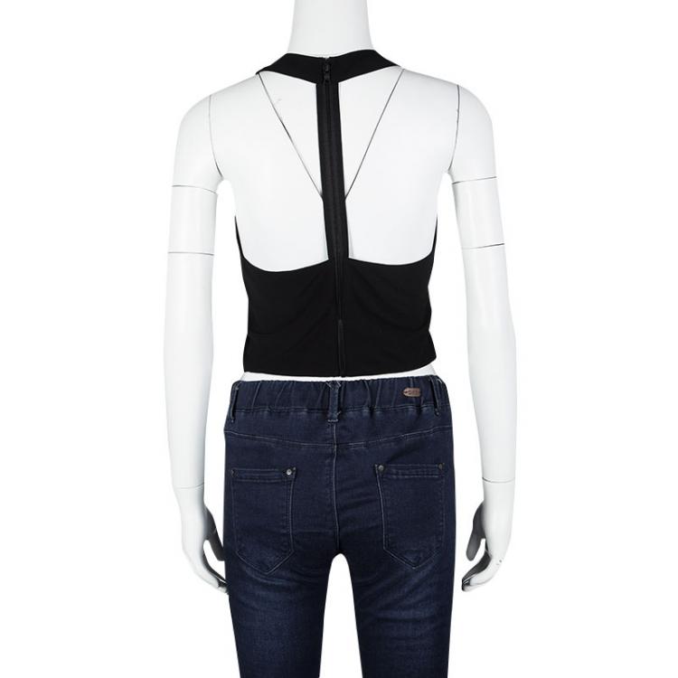 Pre Owned Alice + Olivia AIR Black Sleeveless T Back Crop Top M
