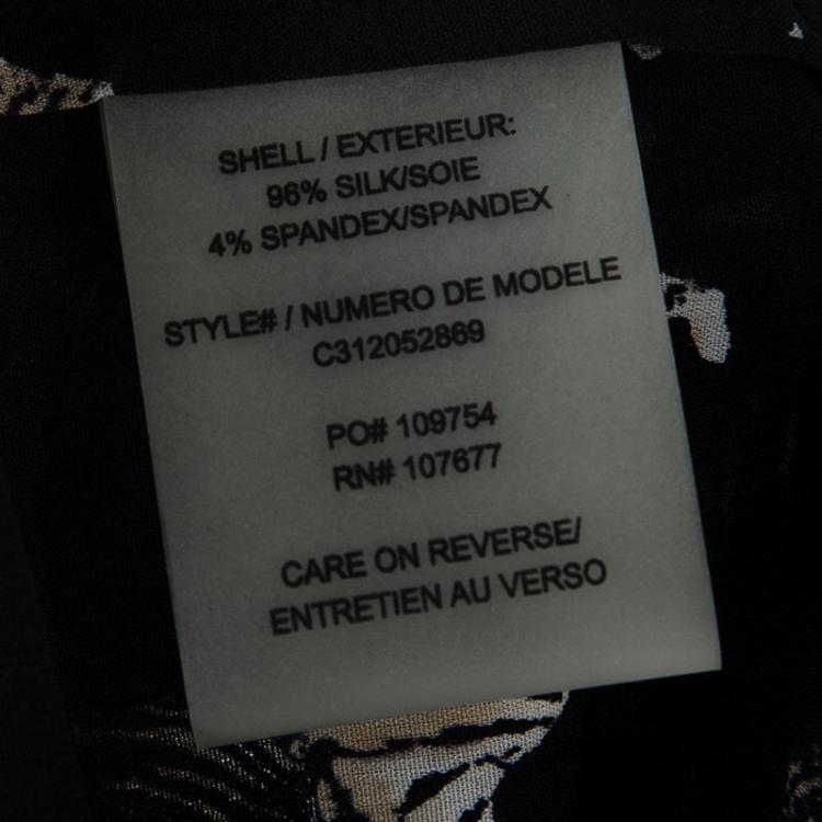 Pre Owned Alice + Olivia Black Tiger Print Sheer Silk Willa Shirt S